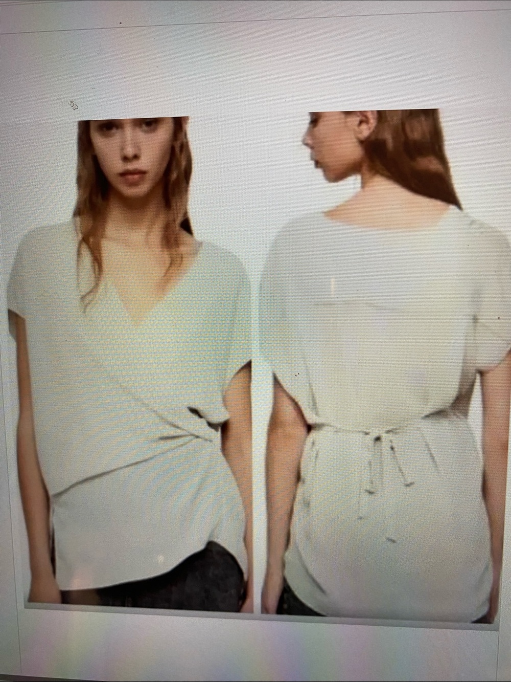 Women's Light Sage Wrap-Style Short Sleeve Top